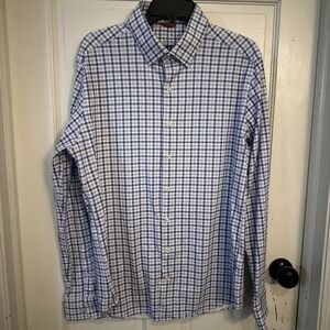 STONE ROSE‎ MENS PURPLE /BLUE CHECK KNIT DRESS SHIRT SIZE Large MSRP $145